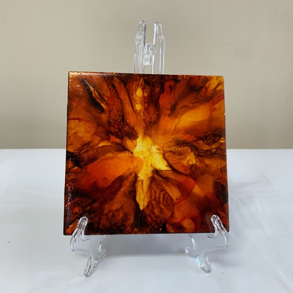 6''x6'' Original Alcohol Ink Tile by Joanne Kunath